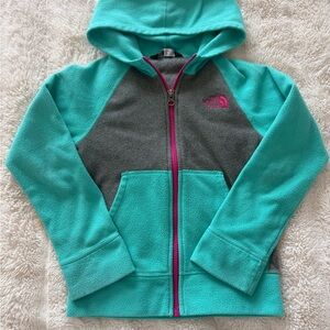 Girls Teal and Gray Fleece Hoodie by The North Face 6X
